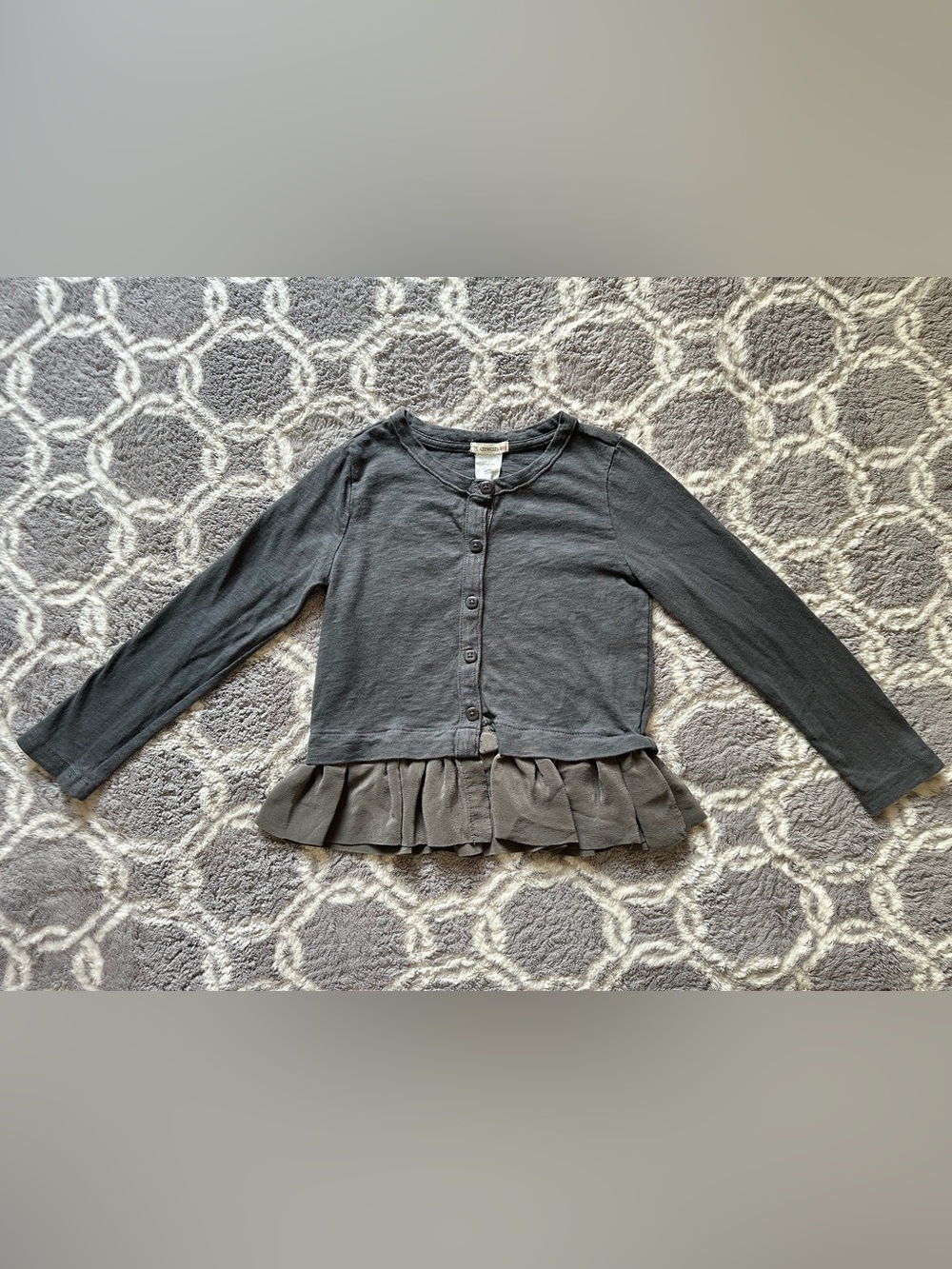 Crewcuts Girls Long Sleeve Button-Front Cardigan - Charcoal Size 4/5